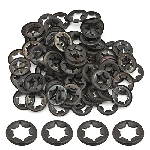 Othmro 100 Stück 10 × 19 mm Innenzahn-Starlock-Unterlegscheiben, Edelstahl-Sicherungsscheiben, Push-On-Speed-Clips, Feststellscheibe, Schnellverschluss-Unterlegscheiben für Maschinenausrüstung, Grau von Othmro