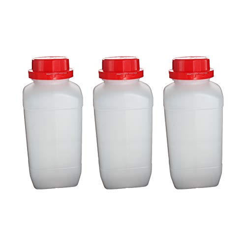 Othmro 3 Stück 1500 ml runde Kunststoff-leere Flaschen, Labor zylindrische chemische Reagenz-Polyethylen-Flasche, breite Öffnung, Laborreagenzflasche, Probeversiegelung von Flüssigkeitsbehältern von Othmro