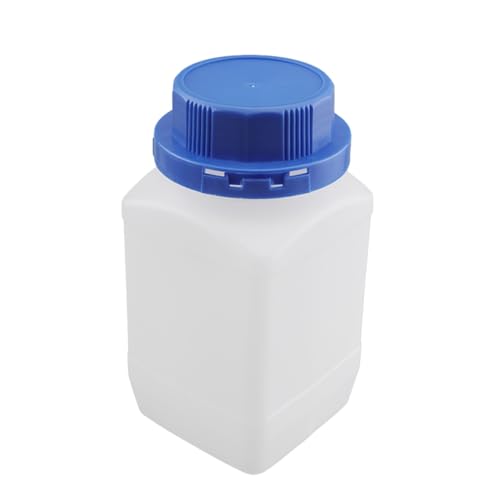 Othmro 5 x 500 ml Kunststoff-Chemikalien-Reagenzflaschen, 5 Stück 50 mm x 145 mm (IDxH), quadratisch, breite Öffnung, flüssige/feste Probenbehälter, versiegelnde Flaschen mit Diebstahlschutzkappe, von Othmro
