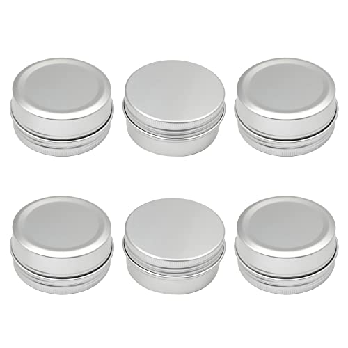 Othmro 6 runde Metalldosen, Aluminiumdosen, nachfüllbare Behälter, 50 ml, Blechdosen mit Schraubdeckel für Salbe, Gewürze, Lippenbalsam, Tee, Süßigkeiten, Silber, 57 x 28 mm von Othmro