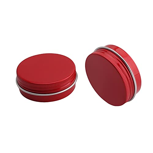 Othmro 6 runde Metalldosen mit Schraubdeckel, 28,3 g, 50 x 20 mm (T x H), rote Blechdosen für Salbe, Gewürze, Lippenbalsam, Tee oder Süßigkeiten, 30 ml von Othmro