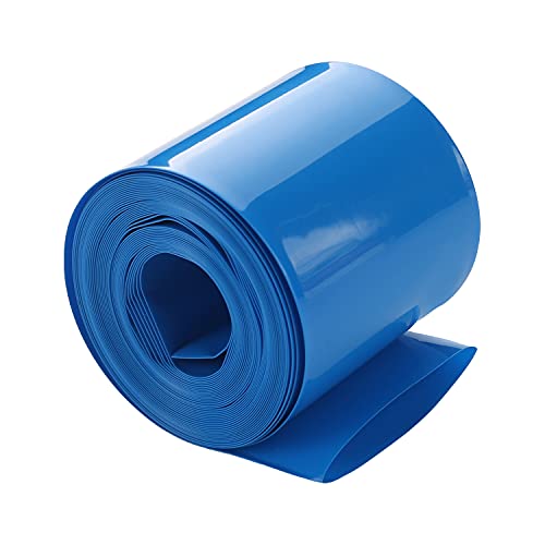 Othmro PVC-Schrumpfschlauch, flach, 50 mm breit, 5 m lang, Blau für 2 × 18650 Batterien von Othmro