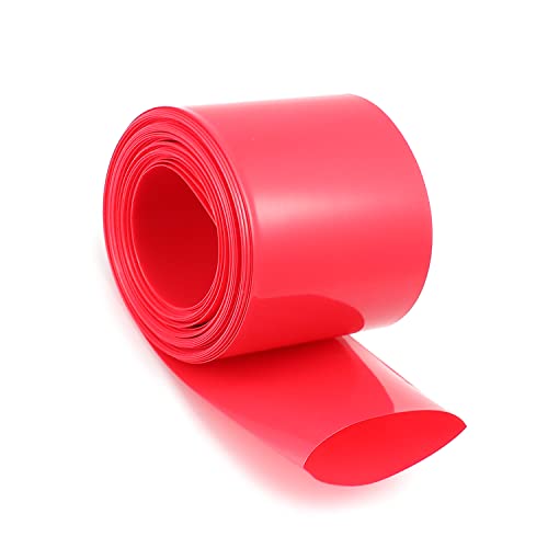 Othmro PVC-Schrumpfschlauch, flach, 50 mm breit, 5 m lang, Rot für 2 × 18650 Batterien von Othmro