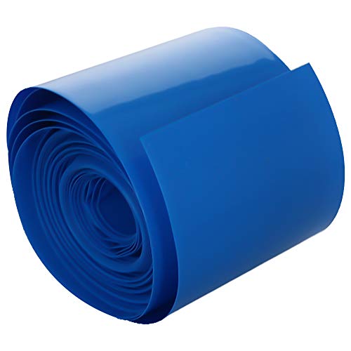 Othmro PVC-Schrumpfschlauch, flach, 65 mm breit, 10 m lang, Blau für 3 × 18650 Akku von Othmro