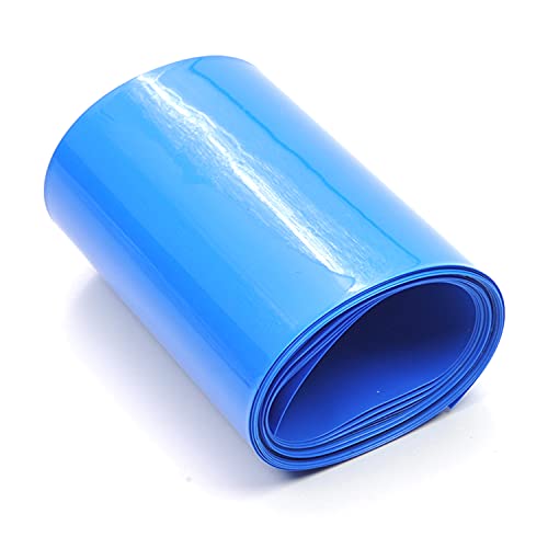 Othmro PVC-Schrumpfschlauch, flach, Breite 2 m, Länge 65 mm, für 3 × 18650 Batterien, Blau von Othmro