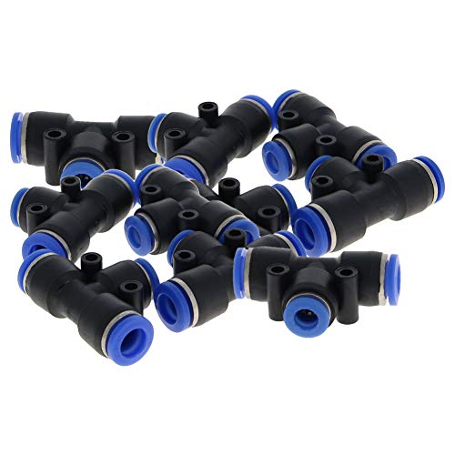 PEG8-6 T-Push-to-Connect-Fitting, Kunststoff-3-Wege-T-Stück mit reduzierenden 8 mm auf 6 mm pneumatischen Steckern, Blau, 10 Stück von Othmro