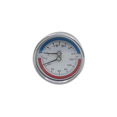 63mm 80mm - thermomanometer druckmanometer heizung Axial Gewinde 0~6 0~10 0~16 bar heizungsmanometer (63mm 0-10bar 1/4") von Otomatico