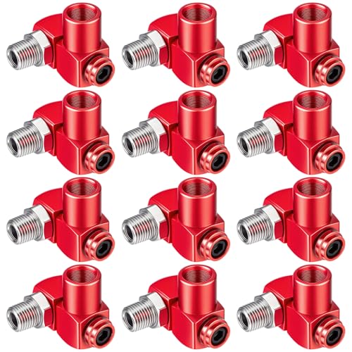 Otoolling 12 Packungen 1/4 Zoll NPT 360 Grad schwenkbare Luftschlauchverbinder, industrielle Luftschlaucharmaturen und tragbare Kompressor-Werkzeugarmaturen (rot) von Otoolling