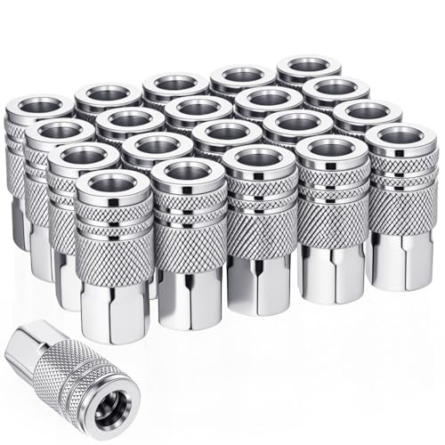Otoolling 20 Stück 3/8 High Flow Luftarmaturen 3/8 Zoll Innengewinde Schnellanschluss Luftkupplung Industrie M-Typ-Kupplung für Atmosphäre Kompressor Zubehör Armaturen-Set von Otoolling
