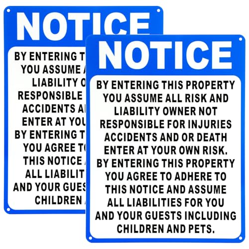 Otoolling Schild "Not Responsible for Accidents or Injuries", Aluminium, englische Aufschrift "Enter at Your Own Risk", 22,9 x 30,5 cm, Hinweis durch Betreten dieses Eigentums für verlorene oder von Otoolling
