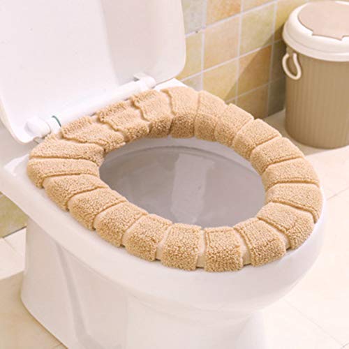 Ototon Toilettensitzbezug, warmes Kissen mit Plüsch, dehnbar, waschbar, Deckel für WC-Sitz, Universalgröße (beige) von Ototon