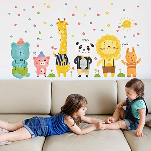 Ototon Wandsticker Cartoon Katze Schwein Giraffe Wandtattoo Dekoration für Kinder Schlafzimmer Haus von Ototon