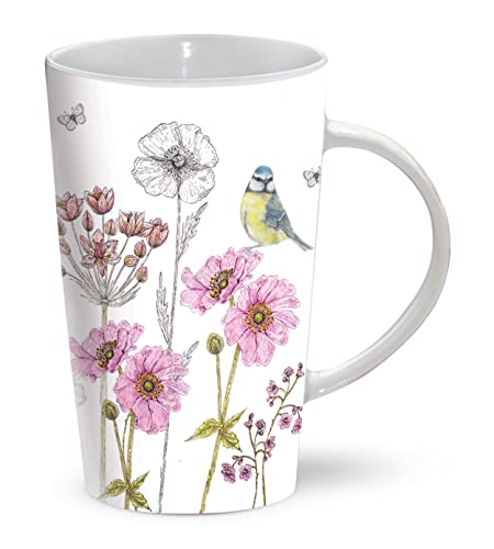 Latte-Tasse – Blaumeise und Blumen von Otter House