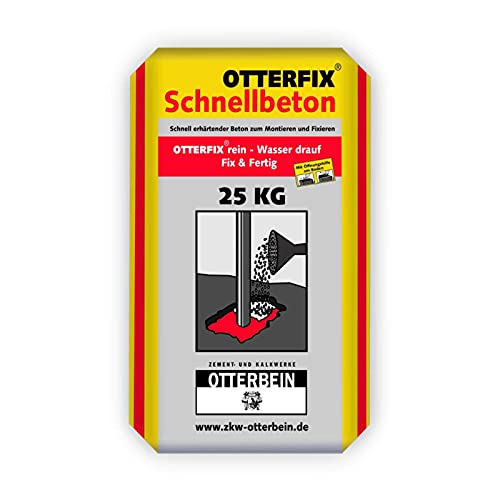 Otterfix Schnellbeton 25 kg Sack Beton Estrich Montagebeton Mörtel Fundament/ca. 13l Nassmörtel pro 25 kg Sack von ZKW Otterbein