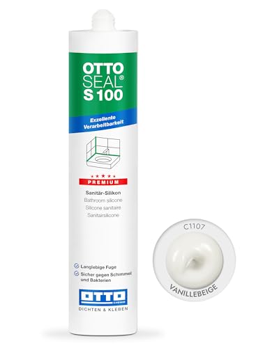 OTTOSEAL S 100 Premium-Sanitär-Silikon 300ml C1107 vanillebeige – Sicher gegen Schimmel & Ideal für Bad, Küche & Wohnbereich – Hervorragend Glätt- & Modellierbar von OTTOSEAL