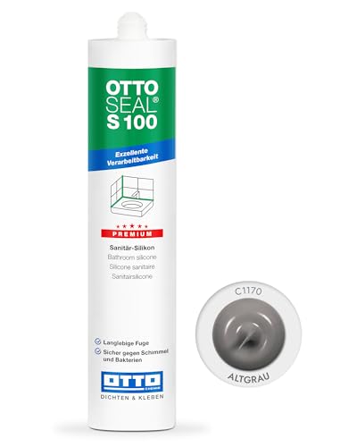 OTTOSEAL S 100 Premium-Sanitär-Silikon 300ml C1170 altgrau – Sicher gegen Schimmel & Ideal für Bad, Küche & Wohnbereich – Hervorragend Glätt- & Modellierbar OTTOSEAL S 100 Premium-Sanitär-Silikon 300ml C1170 altgrau – Sicher gegen Schimmel & Ideal für Bad, Küche & Wohnbereich – Hervorragend Glätt- & Modellierbar von OTTOSEAL