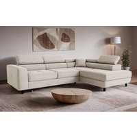 OTTO home Ecksofa "AADEN Schlafsofa mit verstellbaren Kopfstützen, B/T/H: 254/199/90 cm" mit Bettfunktion und Bettkasten, Ottomane rechts/links bestellbar von Otto Home