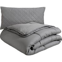 OTTO home Microfaserbettdecke + Microfaserkissen "Claara Spar Set, Decke + Kissen 135x200, 155x200 cm & weitere Größen", (2 St.), Set mit Kissen 40x80 cm, 80x80 cm, Sommer, Herbst, Winter in grau von Otto Home