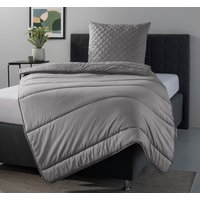 OTTO home Microfaserbettdecke + Microfaserkissen "Claara Spar Set, Decke + Kissen 135x200, 155x200 cm & weitere Größen", (2 St.), Set mit Kissen 40x80 cm, 80x80 cm, Sommer, Herbst, Winter in grau von Otto Home