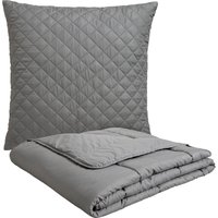 OTTO home Microfaserbettdecke + Microfaserkissen "Claara Spar Set, Decke + Kissen 135x200, 155x200 cm & weitere Größen", (2 St.), Set mit Kissen 40x80 cm, 80x80 cm, Sommer, Herbst, Winter in grau von Otto Home