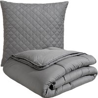 OTTO home Microfaserbettdecke + Microfaserkissen "Claara Spar Set, Decke + Kissen 135x200, 155x200 cm & weitere Größen", (2 St.), Set mit Kissen 40x80 cm, 80x80 cm, Sommer, Herbst, Winter in grau von Otto Home