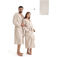OTTO home Unisex-Bademantel "Fenya, 330 g/m², ideal für Sauna & Spa, Hotelbademantel, Morgenmantel", (1 St.), Reißverschlusstaschen, weich mit GRATIS-Zugabe: 1x Duschtuch 70x140 cm von Otto Home