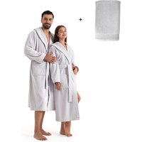 OTTO home Unisex-Bademantel "Fenya, 330 g/m², ideal für Sauna & Spa, Hotelbademantel, Morgenmantel", (1 St.), Reißverschlusstaschen, weich mit GRATIS-Zugabe: 1x Duschtuch 70x140 cm von Otto Home