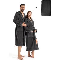 OTTO home Unisex-Bademantel "Fenya, 330 g/m², ideal für Sauna & Spa, Hotelbademantel, Morgenmantel", (1 St.), Reißverschlusstaschen, weich mit GRATIS-Zugabe: 1x Duschtuch 70x140 cm von Otto Home