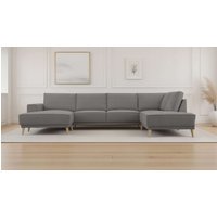 OTTO home Wohnlandschaft "Oland Skandi, weicher Chenille-Stoff" U-Form, 345 cm, Wellenunterfederung, Skandi-Design, Massivholzfüße von Otto Home
