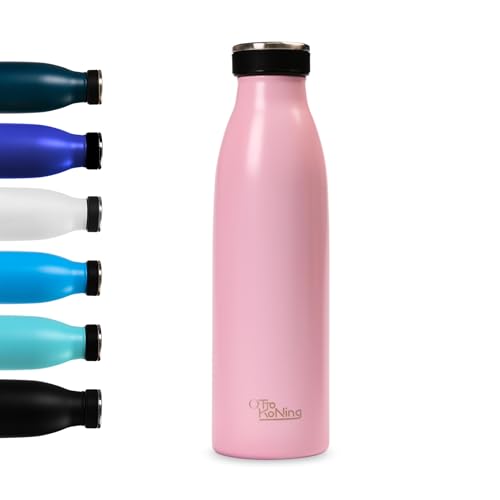 Edelstahl Trinkflasche 500ml - Otto Koning - Doppelwandige Vakuumisolierte Thermoskanne. Hält kalte Getränke 24 Stunden und heiße Getränke 12 Stunden. Auslaufsichere Thermosflasche BPA-frei von Otto Koning