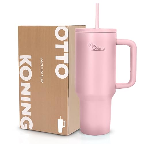 Otto Koning Thermobecher - 1.2L Edelstahl Vakuum Isolierte Thermosflasche - BPA-frei mit Strohhalm und Griff - Doppelwandige Trinkflasche - Für Arbeit, Reisen, Fitnessstudio von Otto Koning