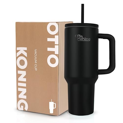 Otto Koning Thermobecher - 1.2L Edelstahl Vakuum Isolierte Thermosflasche - BPA-frei mit Strohhalm und Griff - Doppelwandige Trinkflasche - Für Arbeit, Reisen, Fitnessstudio von Otto Koning