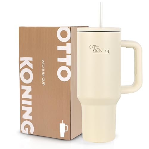 Otto Koning Thermobecher - 1.2L Edelstahl Vakuum Isolierte Thermosflasche - BPA-frei mit Strohhalm und Griff - Doppelwandige Trinkflasche - Für Arbeit, Reisen, Fitnessstudio von Otto Koning