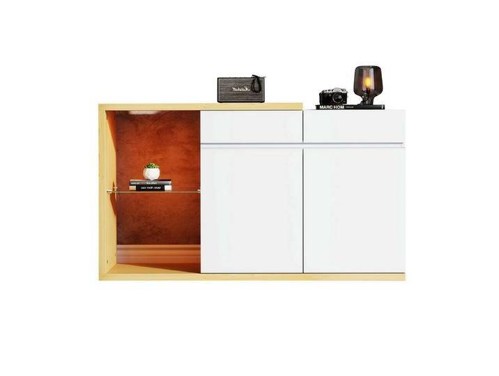 BlingBin Sideboard Multifunktionales Sideboard, Anrichte mit LED-Beleuchtung (1er Set, 1 St., Kommode 2 Türen, 2 Schubkästen), LED Sideboard Breite 120 cm, mit großen Stauraum von Otto.de