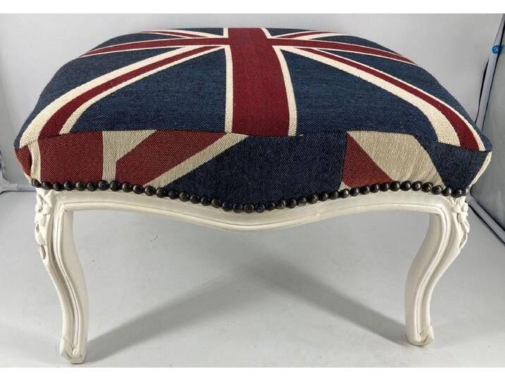 Casa Padrino Fußhocker Barock Hocker Union Jack / Weiß - Handgefertigter Antik Stil XXL Sitzhocker mit England Flagge - Barock Möbel von Otto.de