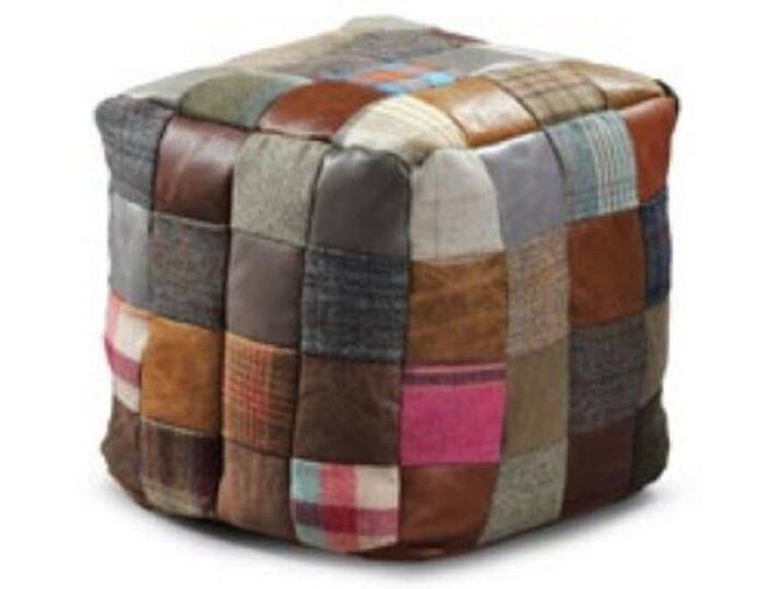 Casa Padrino Hocker Luxus Hocker Mehrfarbig 45 x 45 x H. 45 cm - Sitzhocker in Würfelform mit Echtleder - Fußhocker - Wohnzimmer Möbel von Otto.de