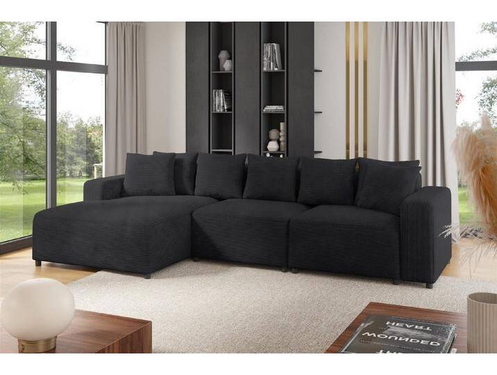 Fun Möbel Ecksofa Designersofa MEGAN in Stoff Poso, inkl. 7 Zierkissen, Rücken echt bezogen, Ottomane Links oder Rechts von Otto.de