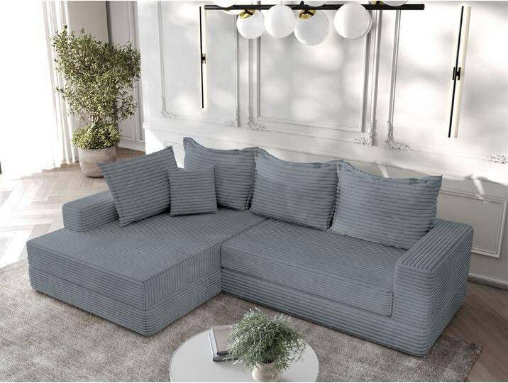 Fun Möbel Ecksofa Ecksofa OSKAR mit Ottomane in Stoff Tilia, inkl. 4 Rückenkissen und 1 Zierkissen, Ottomane Links oder Rechts, Rücken echt bezogen von Otto.de