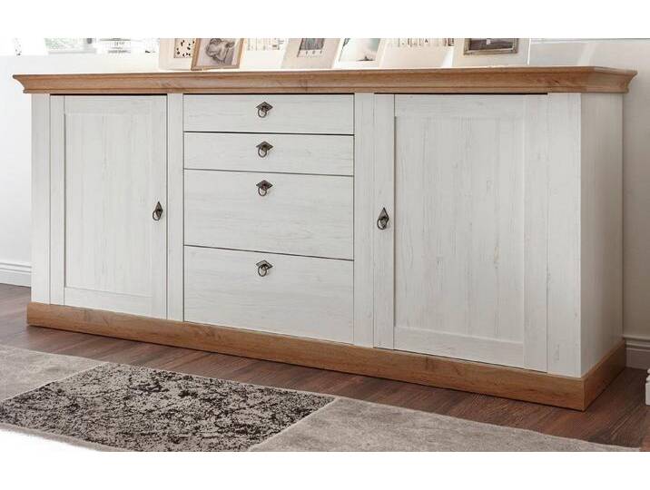 Furn.Design Sideboard Hemsby (Anrichte in Pinie weiß mit Wotan Eiche, 210 x 91 cm), Landhausstil von Otto.de