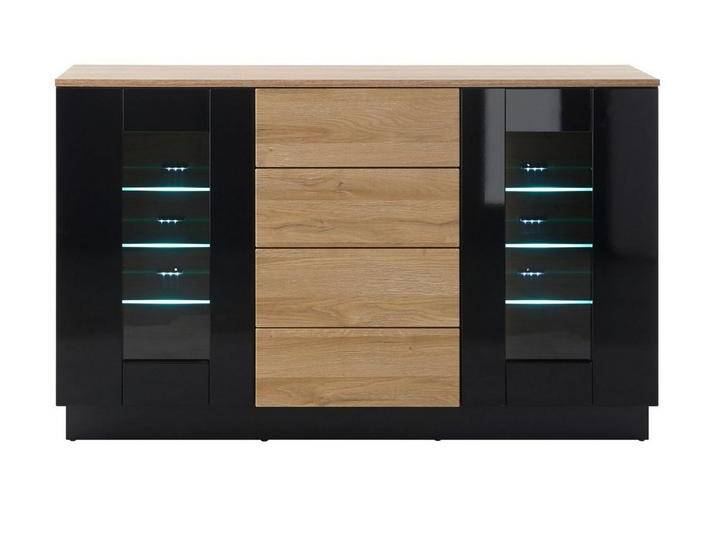 Furn.Design Sideboard Savanna (Kommode in schwarz Hochglanz und Eiche, 136 x 85 cm), mit Push-to-Open von Otto.de