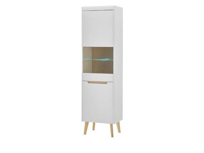 Furn.Design Standvitrine Isgard (Vitrinenschrank in weiß matt mit Scandi Eiche, 53 x 197 cm) Soft-Close-Funktion von Otto.de
