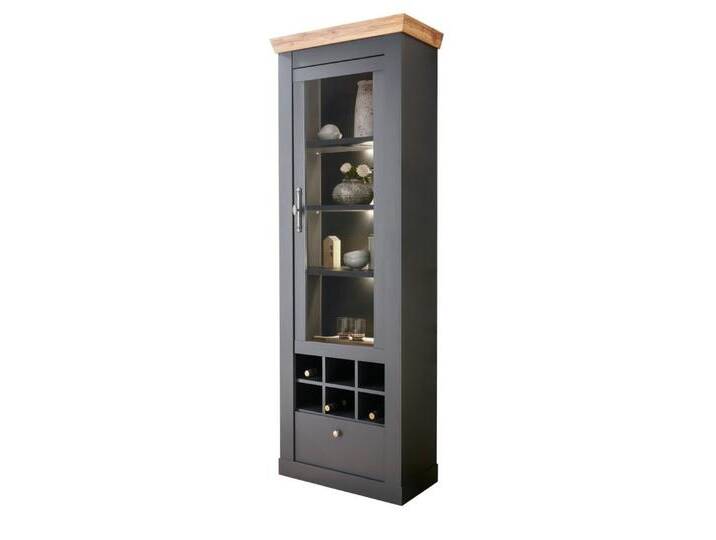 Furn.Design Standvitrine Ribera (Vitrine in matt grau mit Wotan Eiche, 72 x 201 cm) mit Soft-Close von Otto.de