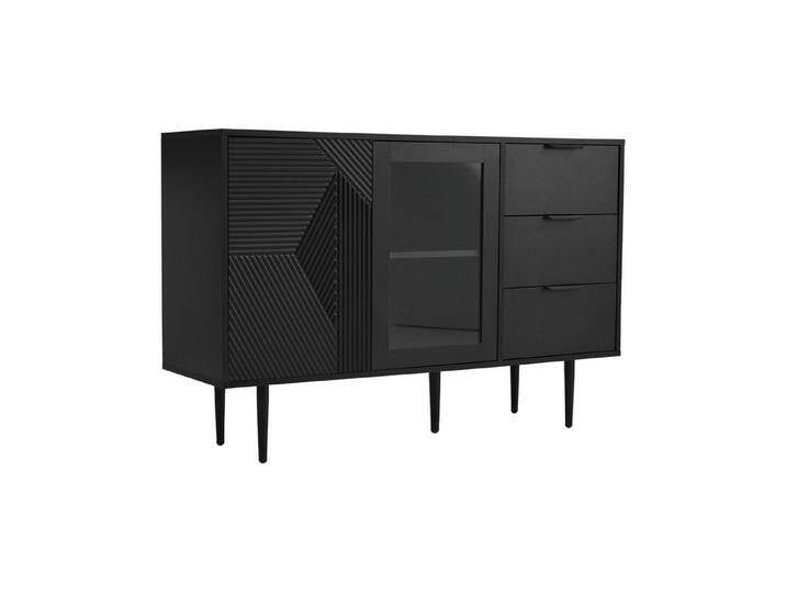 Gotagee Sideboard Kommode Glastüren Wohnzimmerschrank Schließfächer Anrichte Vitrine, mit 3 Schubladen und 2 Türen Maße: 120 x 38 x 79.5 cm von Otto.de