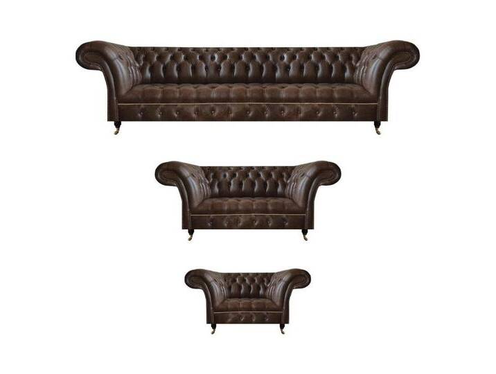 JVmoebel Chesterfield-Sofa Braune Chesterfield Ledergarnitur Wohnzimmer 4-Sitzer Zweisitzer, Made in Europa von Otto.de