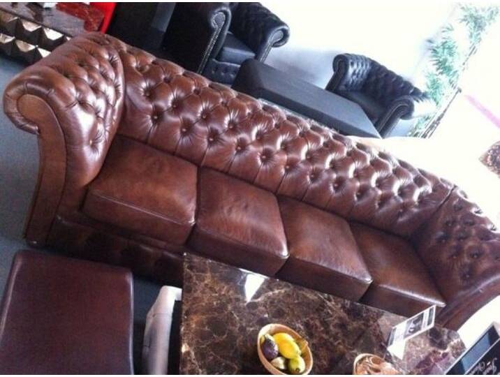 JVmoebel Chesterfield-Sofa CHESTERFIELD XXL 270cm Big Sofa Couch LEDER SOFA 5-SITZER, Made in Europa von Otto.de