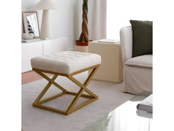 JVmoebel Hocker Fußhocker Hocker Puff Ottomane Stoff Wohnzimmer Sitzhocker Gold Luxus (1 St., Hocker), Made in Europa von Otto.de