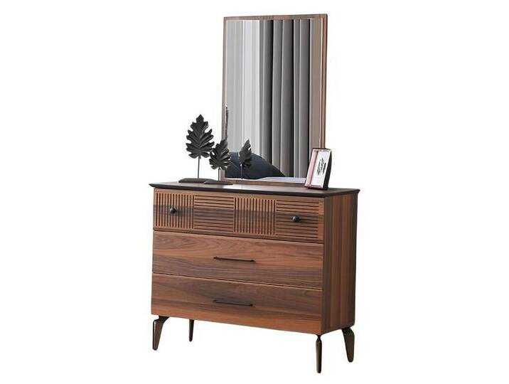JVmoebel Kommode Braun Kommode mit Spiegel Schrank Holzschrank Holz Schlafzimmer (2 St., Kommode + Spiegel), Made in Europa von Otto.de