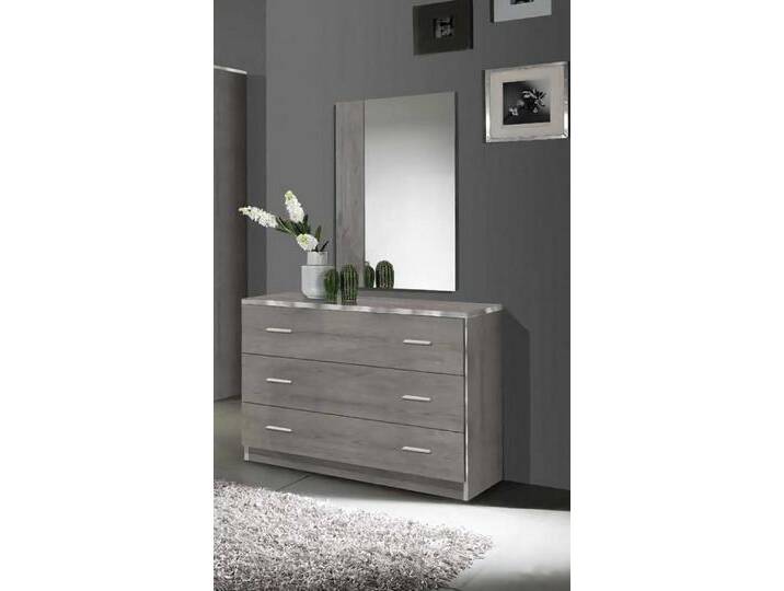 JVmoebel Kommode Kommode Schrank mit Spiegel Rechteckig Grau Schlafzimmer Wohnzimmer (Kommode + Spiegel), Made in Europa von Otto.de