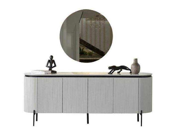 JVmoebel Kommode Zeitlos Sideboard Grau Kommode mit Spiegel Schublade Wohnzimmer (Kommode mit Spiegel), Made in Europa von Otto.de