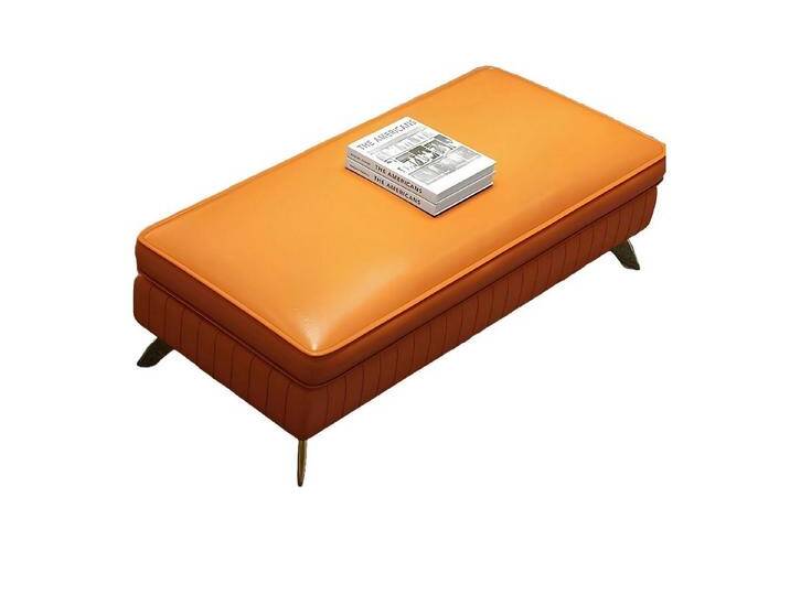 JVmoebel Polsterhocker Hocker Polsterhocker Fuß Möbel Wohnen Sitzbänke Sitz Leder orange (Hocker), Made in Europa von Otto.de